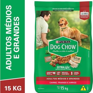 Ração Adulto Raça Med/grande. Carne, Frando E Arroz 15kg – Dog Chow