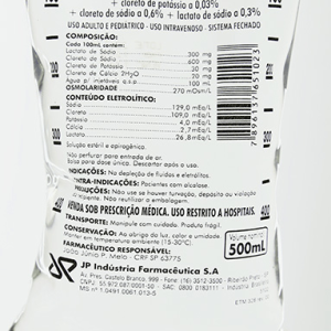 Ringer C/ Lactato Sodio Bolsa Pvc – 500ml – Jpfarma
