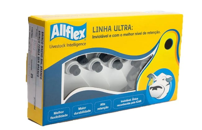Brinco Médio Liso Branco C/25 -allflex