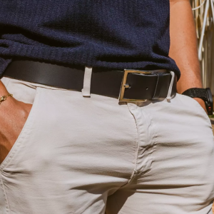 Cinto Masculino Casual Couro Legítimo Premium – Preto – GG (50 – 56)