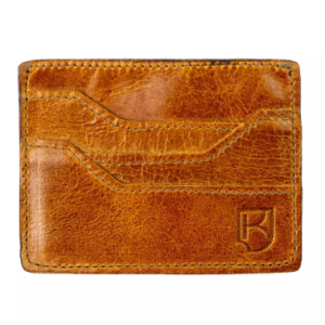 Porta Cartão Masculino Couro Minimalista Funcional Compacto – Mostarda