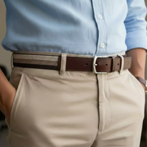 Cinto Masculino Couro Elástico Confortável Casual Premium – Café – Único (P ao G)