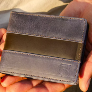 Carteira Slim Visor Edge RFID – Azul Marinho/Marrom Escuro